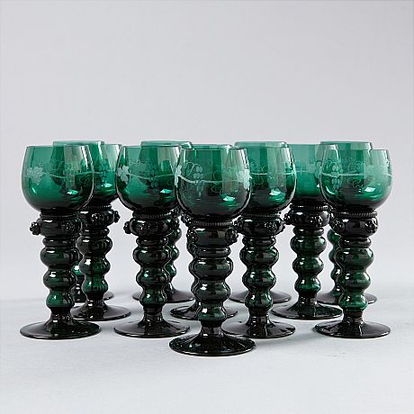 Remmare 12 st mörkgrönt glas