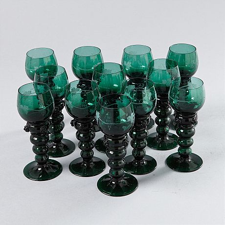 Remmare 12 st mörkgrönt glas