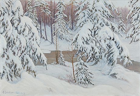 Oidentifierad konstnär oljemålning