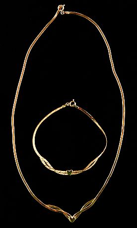 Halsband och armband 14 k guld