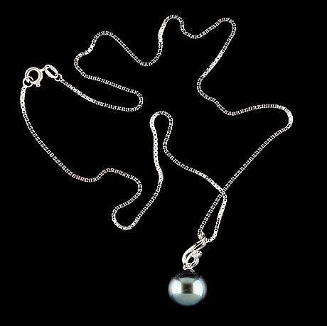 Hänge tahitipärla kedja 18 k vitguld