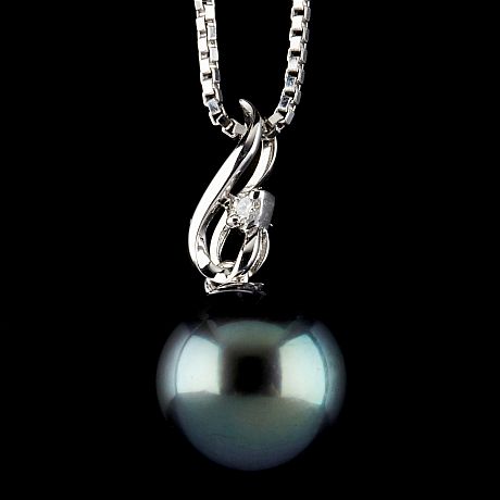 Hänge tahitipärla kedja 18 k vitguld