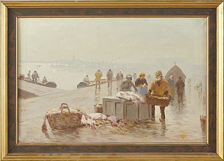 Oidentifierad konstnär oljemålning