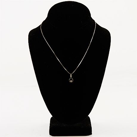 Hänge diamant kedja 18 k vitguld