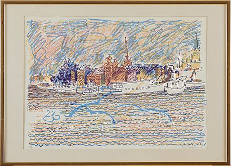 Stig Slas Claesson färglitografi