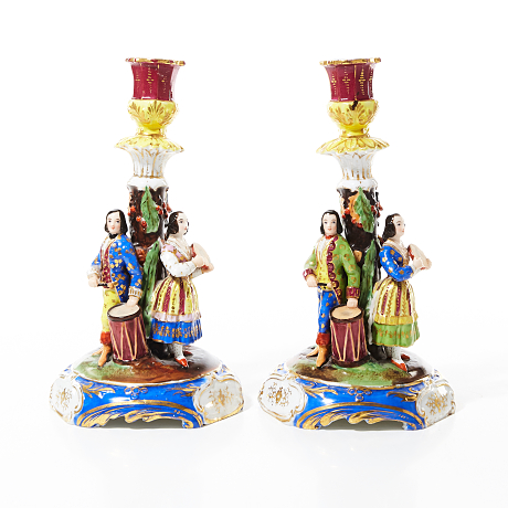 ljusstakar nyrokoko porslin