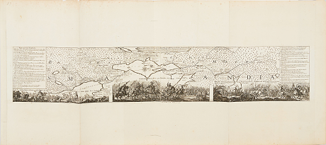 4 grafiska blad, b.la. bataljplanscher Merian