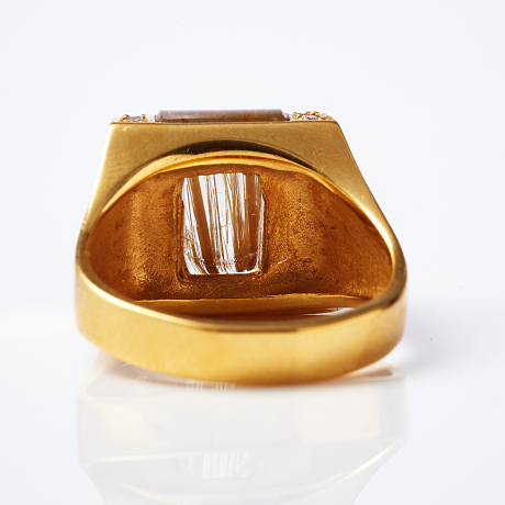 Ring 18 k guld rutilkvarts