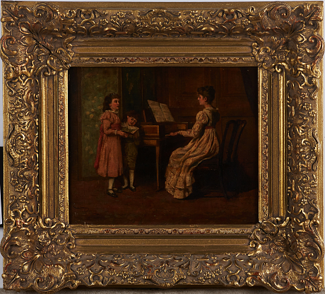 Pianospel oljemålning