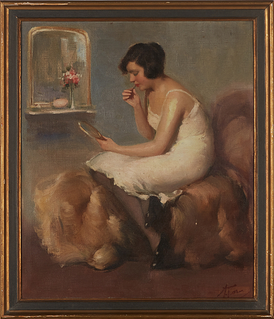 Oidentifierad konstnär oljemålning