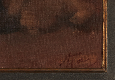 Oidentifierad konstnär oljemålning