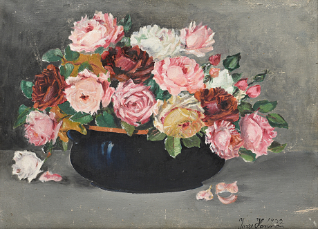 Oljemålning blomsterstilleben
